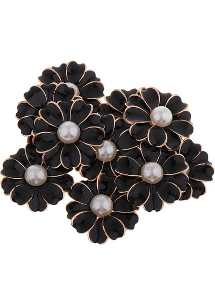 10 Adet Rhinestone Çiçek Düğmesi Kristal Flatback Takı Diy Süsler Siyah + Inci (Yurt Dışından) fiyatları