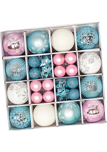 44 Parça Noel Topları Süsler Yılbaşı Ağacı Süsleme Baubles Çeşitleri Mavi Pembe Beyaz (Yurt Dışından) fiyatları