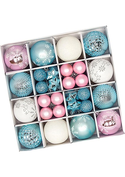 44 Parça Noel Topları Süsler Yılbaşı Ağacı Süsleme Baubles Çeşitleri Mavi Pembe Beyaz (Yurt Dışından) modelleri