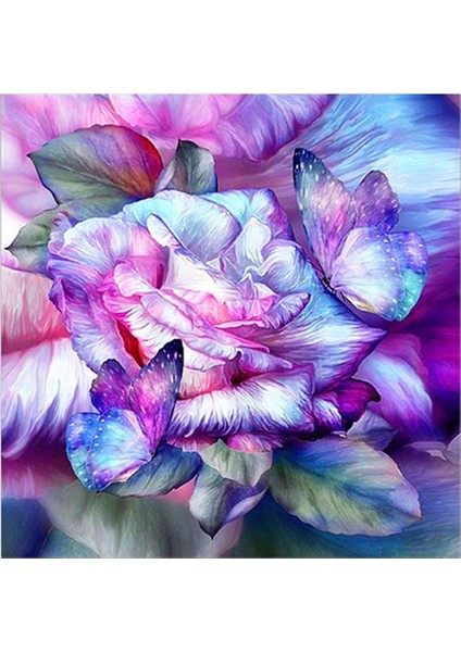 Çiçek 5d Yuvarlak Dıy Nakış Dekorasyon (Yurt Dışından)