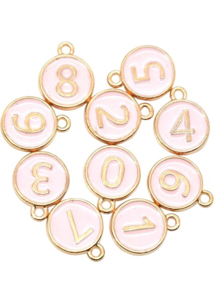 10PCS 0-9 Emaye Numarası Koltuklar Dıy Küpe Anahtarlık Zanaat Malzemeleri Dayanıklı Pembe (Yurt Dışından) fırsatları