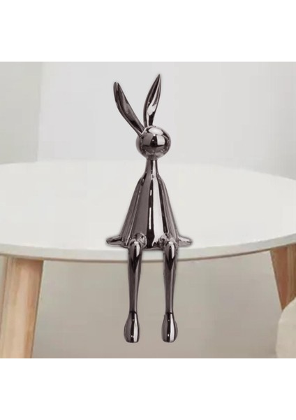Modern Oturan Tavşan Heykeli Bunny Heykelcik Heykel Ev Gri S Için (Yurt Dışından)