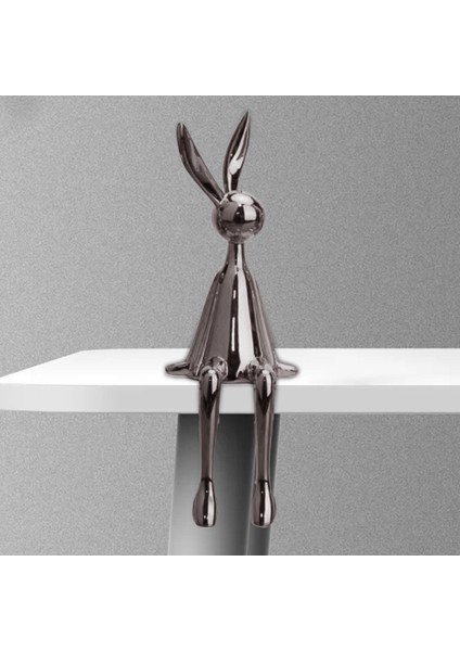 Modern Oturan Tavşan Heykeli Bunny Heykelcik Heykel Ev Gri S Için (Yurt Dışından)