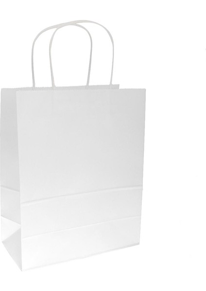 10 Adet Parti Hediyesi Düğün Doğum Günü Noel Için Saplı Renkli Kağıt Torbalar - Beyaz, Orta 27 *22 x 11 cm Beyaz Orta 27 x 22 x 11 cm (Yurt Dışından)