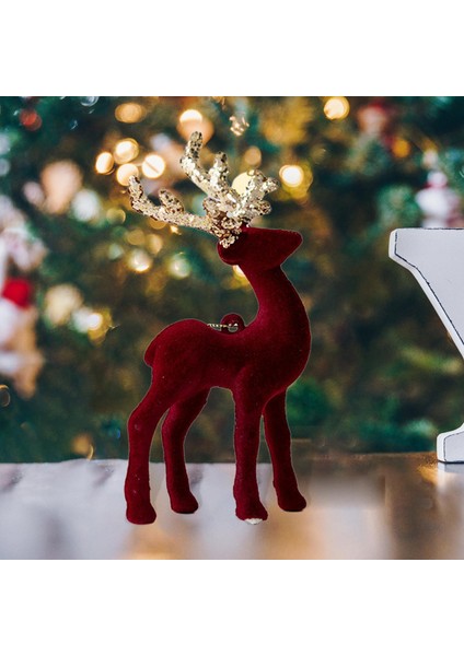 Ren Geyiği Elk Noel Ağacı Dekorasyon/parıltılı Heykeli Dıy El Sanatları Dekoratif Kırmızı (Yurt Dışından) fırsatları