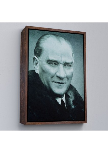 Çerçeveli Atatürk Portre Tablosu Mustafa Kemal Atatürk Dikdörtgen Dekoratif Kanvas Tablo-57