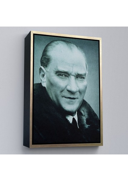 Çerçeveli Atatürk Portre Tablosu Mustafa Kemal Atatürk Dikdörtgen Dekoratif Kanvas Tablo-57