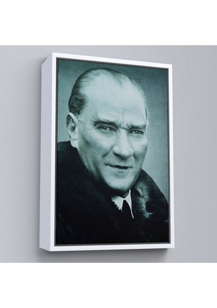 Çerçeveli Atatürk Portre Tablosu Mustafa Kemal Atatürk Dikdörtgen Dekoratif Kanvas Tablo-57