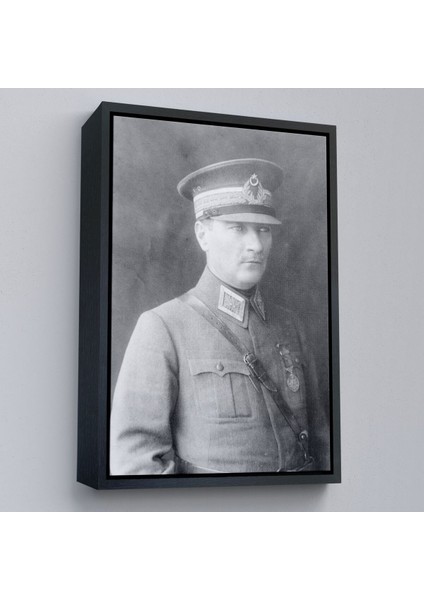 Çerçeveli Atatürk Portre Tablosu Mustafa Kemal Atatürk Dikdörtgen Dekoratif Kanvas Tablo-75