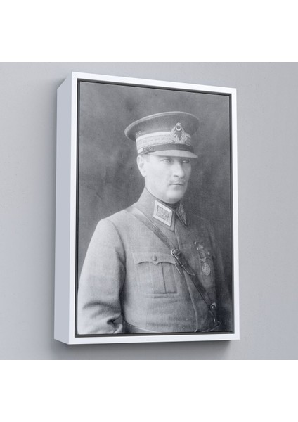 Çerçeveli Atatürk Portre Tablosu Mustafa Kemal Atatürk Dikdörtgen Dekoratif Kanvas Tablo-75