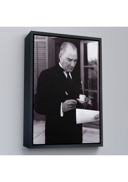 Çerçeveli Atatürk Portre Tablosu Mustafa Kemal Atatürk Dikdörtgen Dekoratif Kanvas TABLO-141