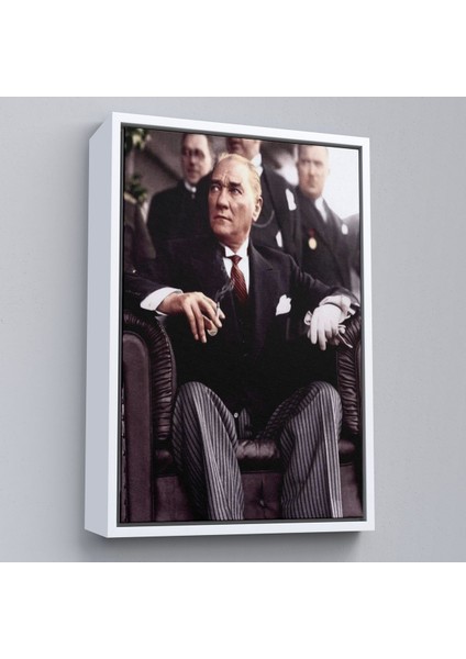 Çerçeveli Atatürk Portre Tablosu Mustafa Kemal Atatürk Dikdörtgen Dekoratif Kanvas Tablo-58