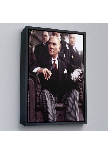 Çerçeveli Atatürk Portre Tablosu Mustafa Kemal Atatürk Dikdörtgen Dekoratif Kanvas Tablo-58 fırsatları