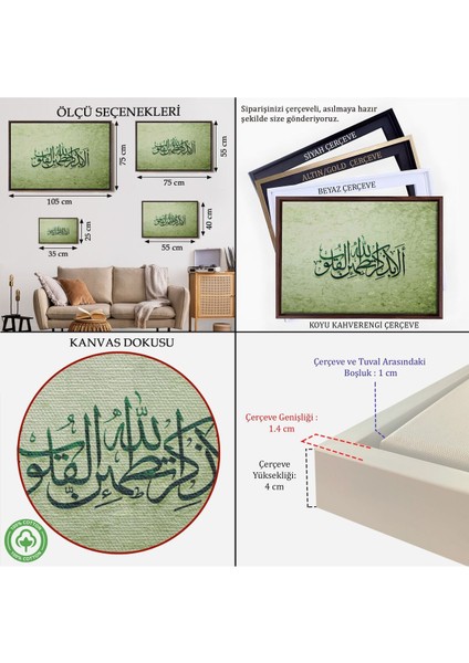 Çerçeveli Şüphesiz Gönüller Ancak Allah’ı Zikrederek Huzur Bulur(Rad Suresi 28.ayet) TABLO-3282 indirimleri