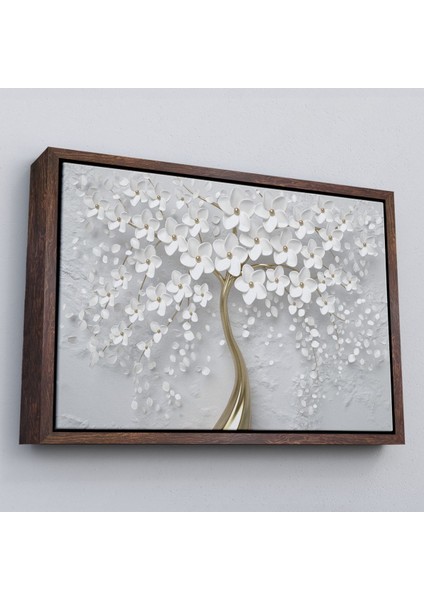 Çerçeveli Beyaz Gelincik Ağacı Dekoratif Kanvas Duvar TABLOSU-3645 fiyatları