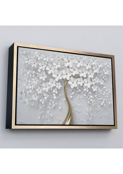 Çerçeveli Beyaz Gelincik Ağacı Dekoratif Kanvas Duvar TABLOSU-3645 modelleri