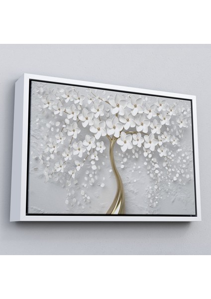 Çerçeveli Beyaz Gelincik Ağacı Dekoratif Kanvas Duvar TABLOSU-3645 fırsatları