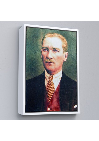Çerçeveli Atatürk Portre Tablosu Mustafa Kemal Atatürk Dikdörtgen Dekoratif Kanvas Tablo-69