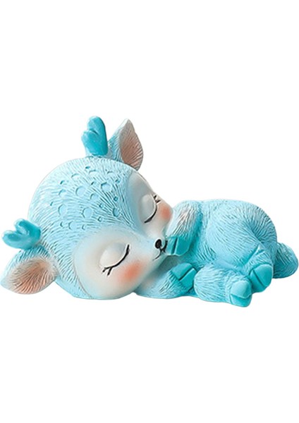 Reçine Uyuyan Geyik Heykeli Figür Çok Yönlü El Sanatları Mavi (Yurt Dışından) fırsatları