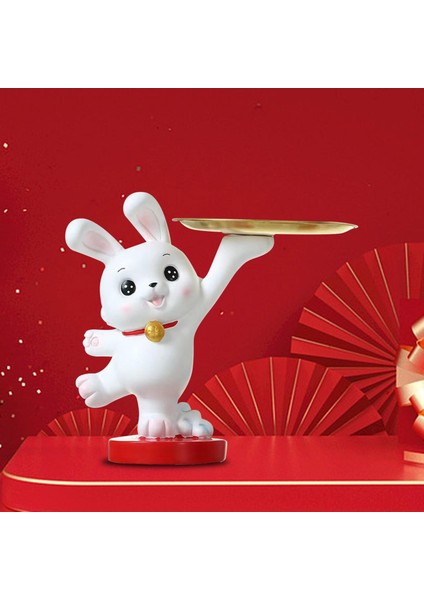 Tavşan Heykeli Heykelcik Dekorasyon Reçine Odası Masaüstü Ev Dekor Ayakta Tepsi ile (Yurt Dışından) modelleri