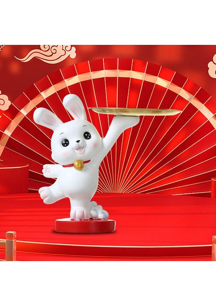 Tavşan Heykeli Heykelcik Dekorasyon Reçine Odası Masaüstü Ev Dekor Ayakta Tepsi ile (Yurt Dışından) fırsatları