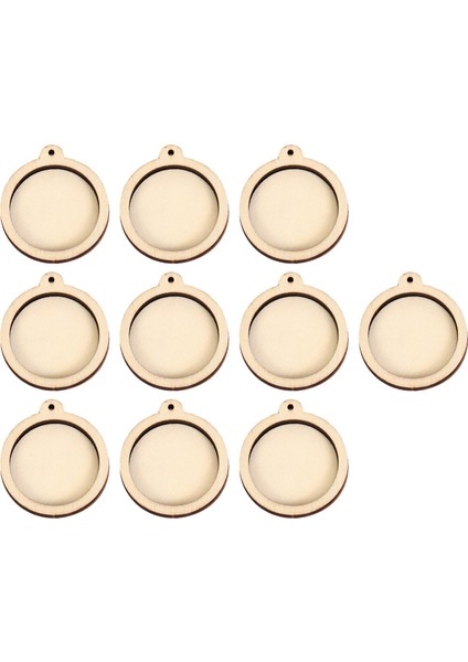 10X Mini Nakış Çemberleri Ahşap Kolye Festivaller Dekorasyon Kolye Yuvarlak (Yurt Dışından)