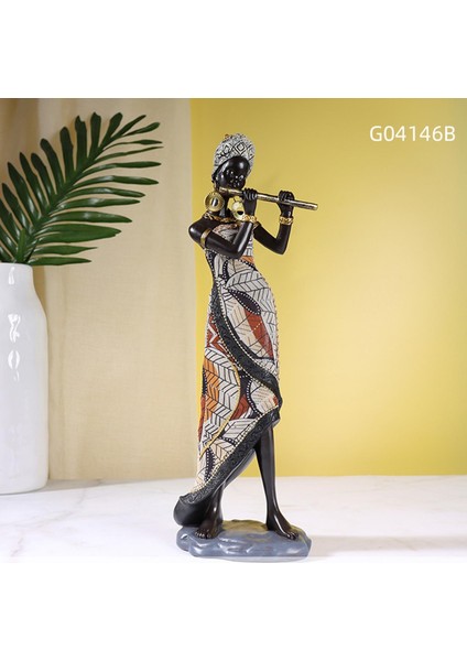 Icı Afrika Heykel Masaüstü Reçine Heykeli Dekorları Hediye B (Yurt Dışından)