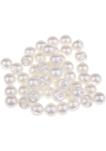 50 Yuvarlak Inci Ş Düğmeleri Aksesuarları 10MM (Yurt Dışından)