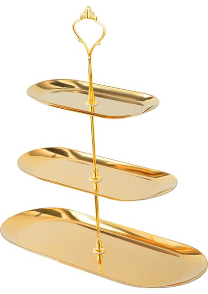 Paslanmaz Çelik Takı Tepsisi Ekran Tepsisi Tabak Saatler Için Kolyeler Yatak Odası 3 Katman (Yurt Dışından)