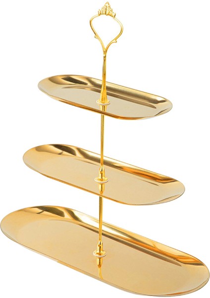 Paslanmaz Çelik Takı Tepsisi Ekran Tepsisi Tabak Saatler Için Kolyeler Yatak Odası 3 Katman (Yurt Dışından) modelleri