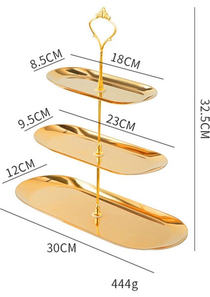 Paslanmaz Çelik Takı Tepsisi Ekran Tepsisi Tabak Saatler Için Kolyeler Yatak Odası 3 Katman (Yurt Dışından) fırsatları