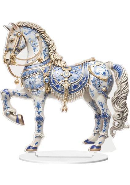 Kabine Şömine Mavisi Için Stand Heykeli ile 2d At Şeklinde Akrilik Iş (Yurt Dışından)