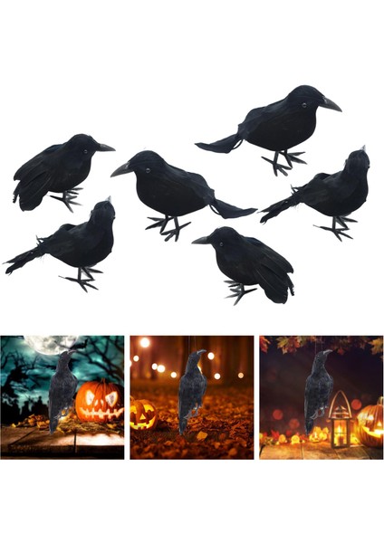 6x Simülasyon Cadılar Bayramı Crows Cadılar Bayramı Malzemeleri Için Raven Prop (Yurt Dışından)