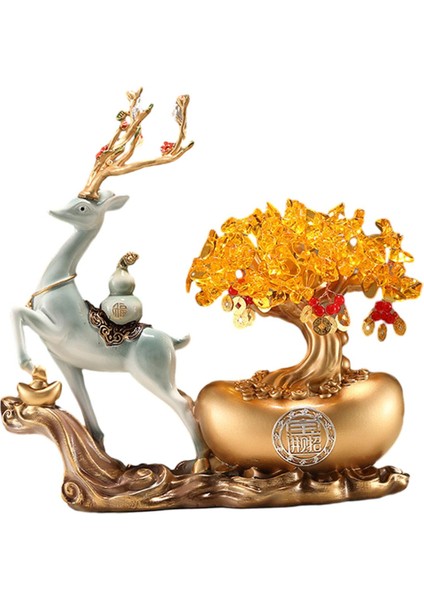 Elk Reçine Heykeli Üstü Süsü, Para Ağı Süsleri Dekoratif Geyik Mavi (Yurt Dışından) modelleri