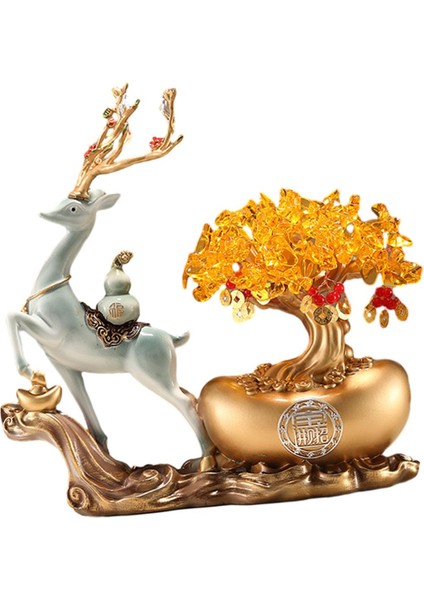 Elk Reçine Heykeli Üstü Süsü, Para Ağı Süsleri Dekoratif Geyik Mavi (Yurt Dışından) fırsatları