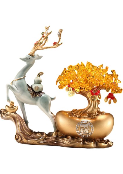 Elk Reçine Heykeli Üstü Süsü, Para Ağı Süsleri Dekoratif Geyik Mavi (Yurt Dışından) indirimleri