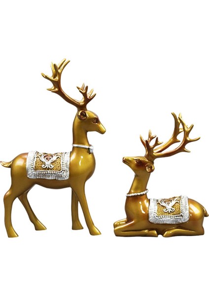 2 Paket Heykeli Elk Çift Raf I Ren Ği Sevgilisi Heykel Altın (Yurt Dışından)