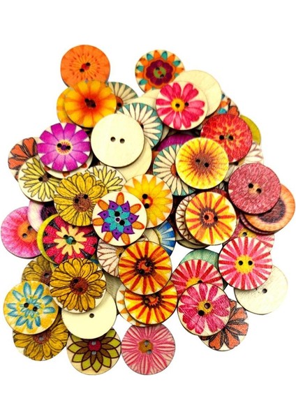 100 Adet Karışık Ahşap Düğmeler Toplu Dikiş Düğmeleri El Sanatları Için Yuvarlak Renkli 15MM (Yurt Dışından)