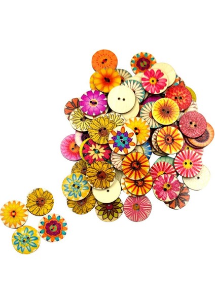 100 Adet Karışık Ahşap Düğmeler Toplu Dikiş Düğmeleri El Sanatları Için Yuvarlak Renkli 15MM (Yurt Dışından) fırsatları