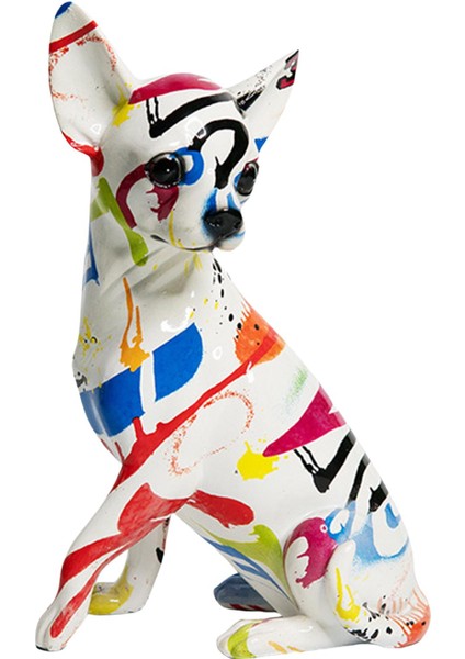 Grafiti Chihuahua Heykel Reçine El Sanatları Sanat Heykelcik Ofis Ev Dekor Renkli Desen (Yurt Dışından) fiyatları