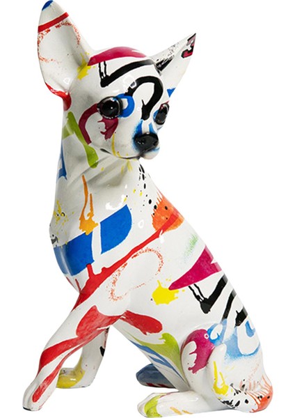 Grafiti Chihuahua Heykel Reçine El Sanatları Sanat Heykelcik Ofis Ev Dekor Renkli Desen (Yurt Dışından) modelleri