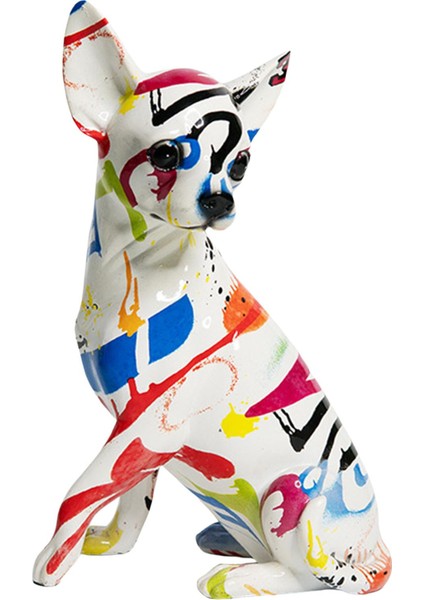 Grafiti Chihuahua Heykel Reçine El Sanatları Sanat Heykelcik Ofis Ev Dekor Renkli Desen (Yurt Dışından) fırsatları