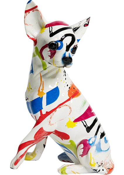 Grafiti Chihuahua Heykel Reçine El Sanatları Sanat Heykelcik Ofis Ev Dekor Renkli Desen (Yurt Dışından) indirimleri