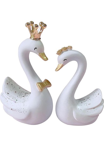 Reçine Minyatür Taç Kuğu Heykeli Heykelcik Hazırlanmış Heykel Üstü Büyük (Yurt Dışından)