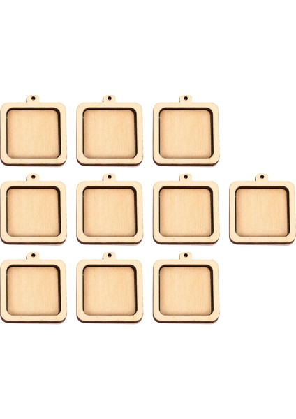 10X Mini Nakış Çemberleri Ahşap Kolye Festivaller Dekorasyon Kolye Kare Için (Yurt Dışından)