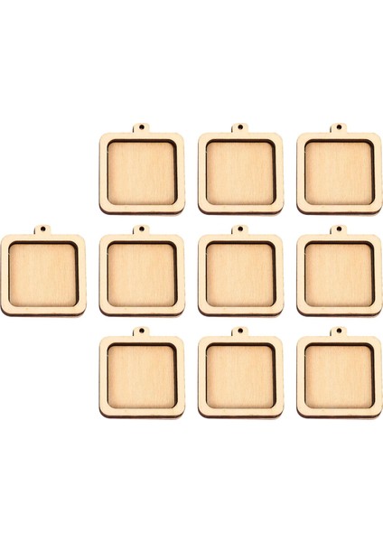 10X Mini Nakış Çemberleri Ahşap Kolye Festivaller Dekorasyon Kolye Kare Için (Yurt Dışından) fiyatları