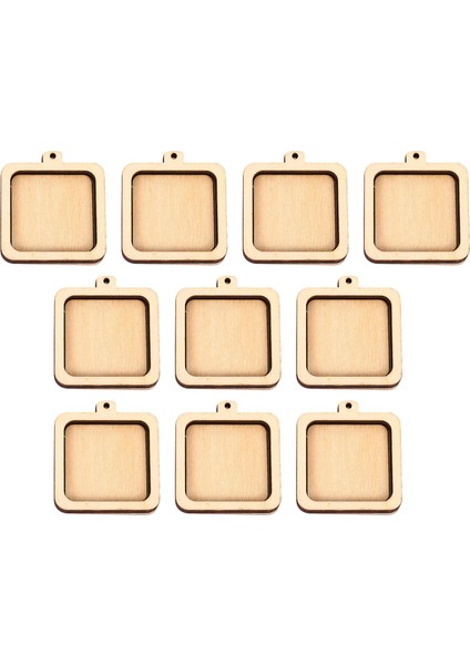 10X Mini Nakış Çemberleri Ahşap Kolye Festivaller Dekorasyon Kolye Kare Için (Yurt Dışından) fırsatları