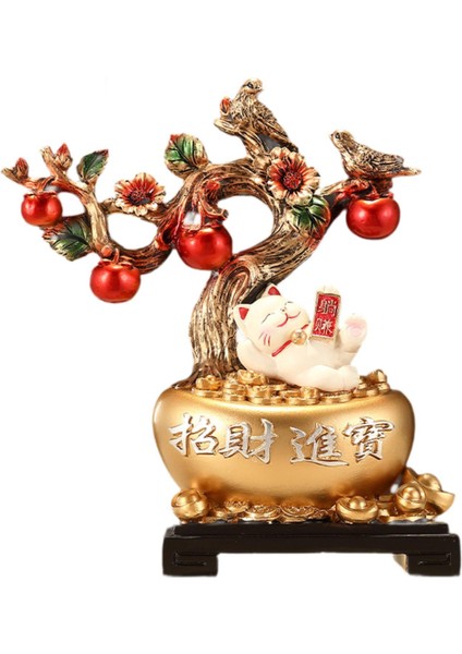 Kedi ve Ağaç Figürü Ev Dekoru Kitaplık Eve Taşınma Hediyesi Restoran (Yurt Dışından)