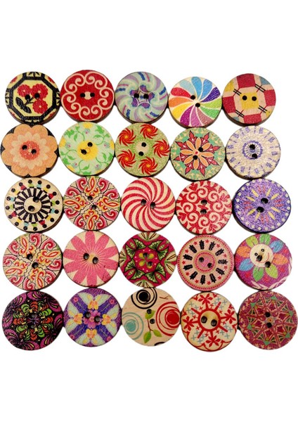 100X Ahşap Düğme Ş Sanatları Karalama Defteri Süsleme Çok (Yurt Dışından)