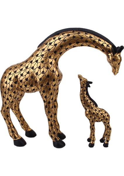 Anne ve Çocuk Zürafalar Heykel Heykeli Dolaplar Için Raf Dekorasyonu B (Yurt Dışından)